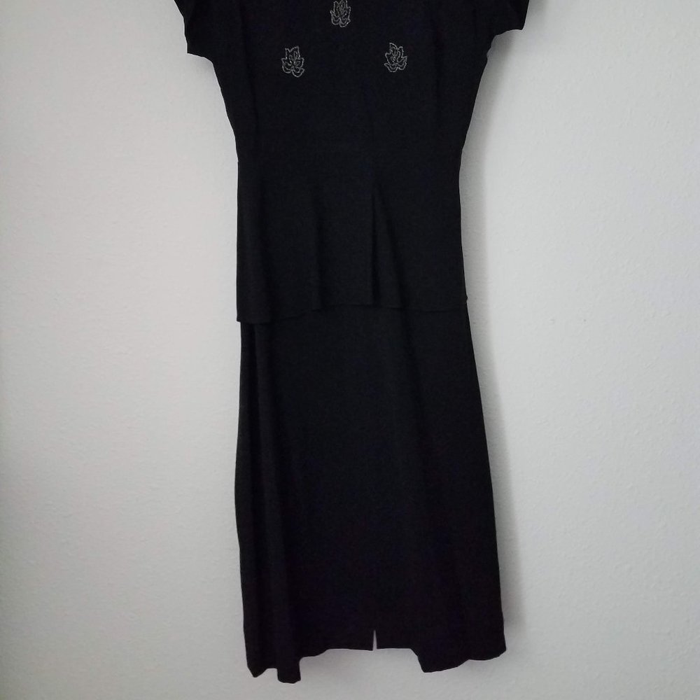 Vintage 1940s Peplum Beaded Dress - Picture 13 of 13